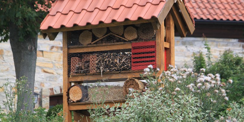 Insektenhotel im hauseigenen Garten des Seniorencentrums 